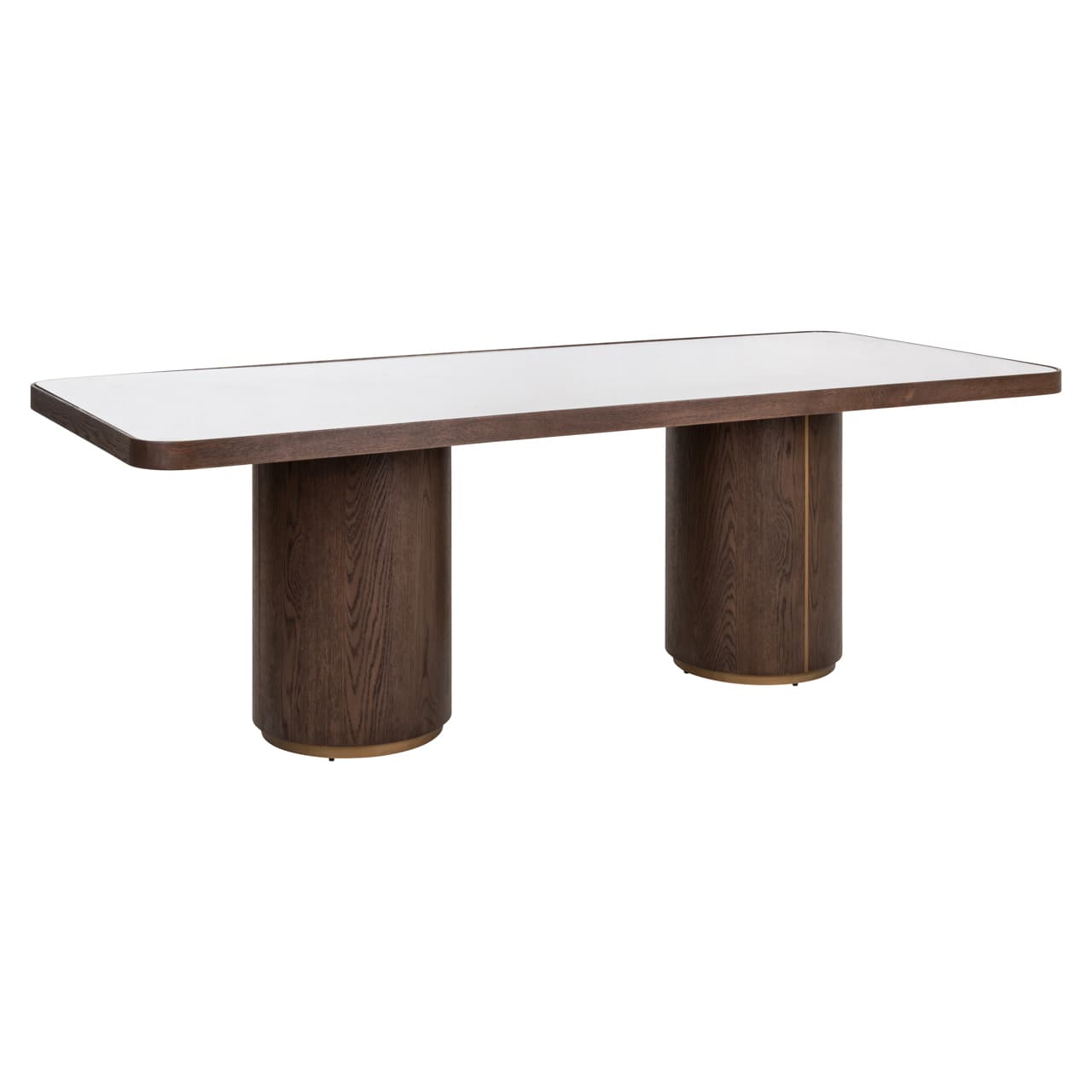 Eettafel Willox 235 cm met glazen blad en cilindrische poten