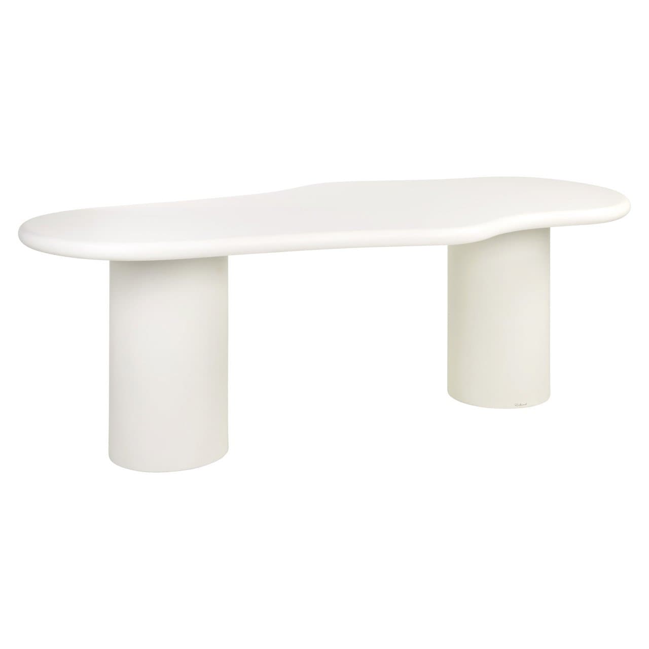 Eettafel Bloomstone white eco plaster 230 cm organisch blad
