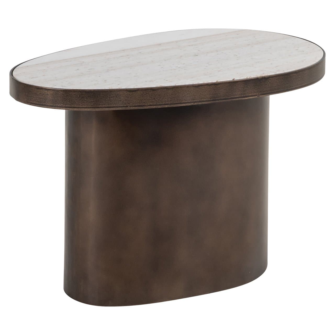 Bijzettafel Biloxi brown met marmeren blad 70x45 cm