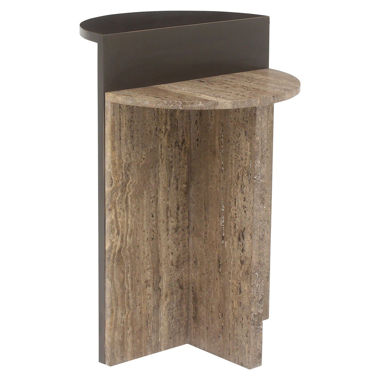 Bijzettafel Russo travertine en messing ash brown 60 cm