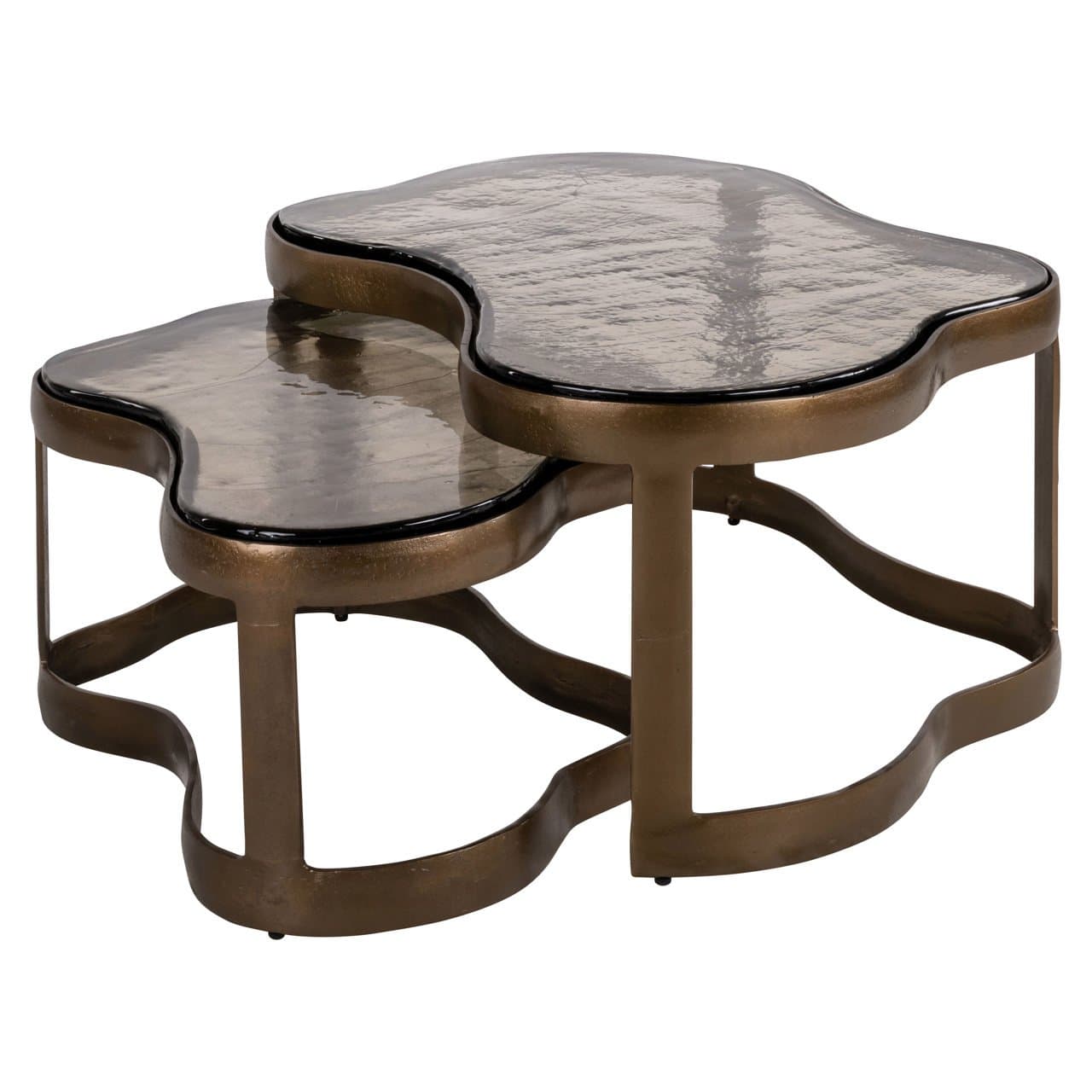 Salontafel Fairfield brass antique set van 2 organische tafels