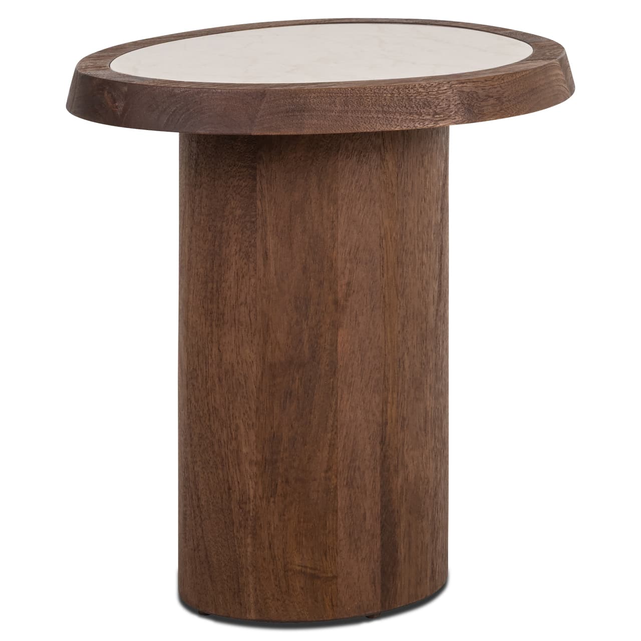 Bijzettafel Melrose spicebrown mangohout met marmeren blad 39 cm