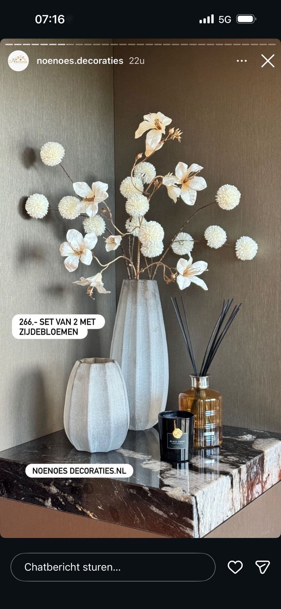 Vazen set van 2 light brown opgemaakt met zijdebloemen