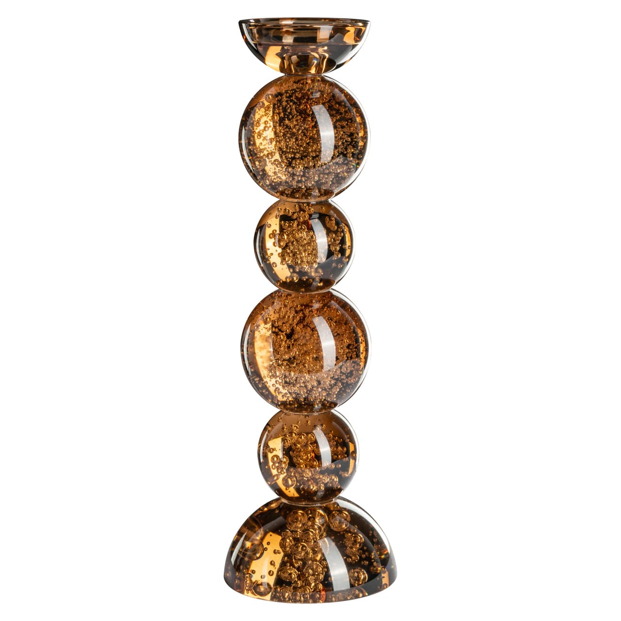 Kandelaar Jolita brown large – glazen kaarshouder 38 cm