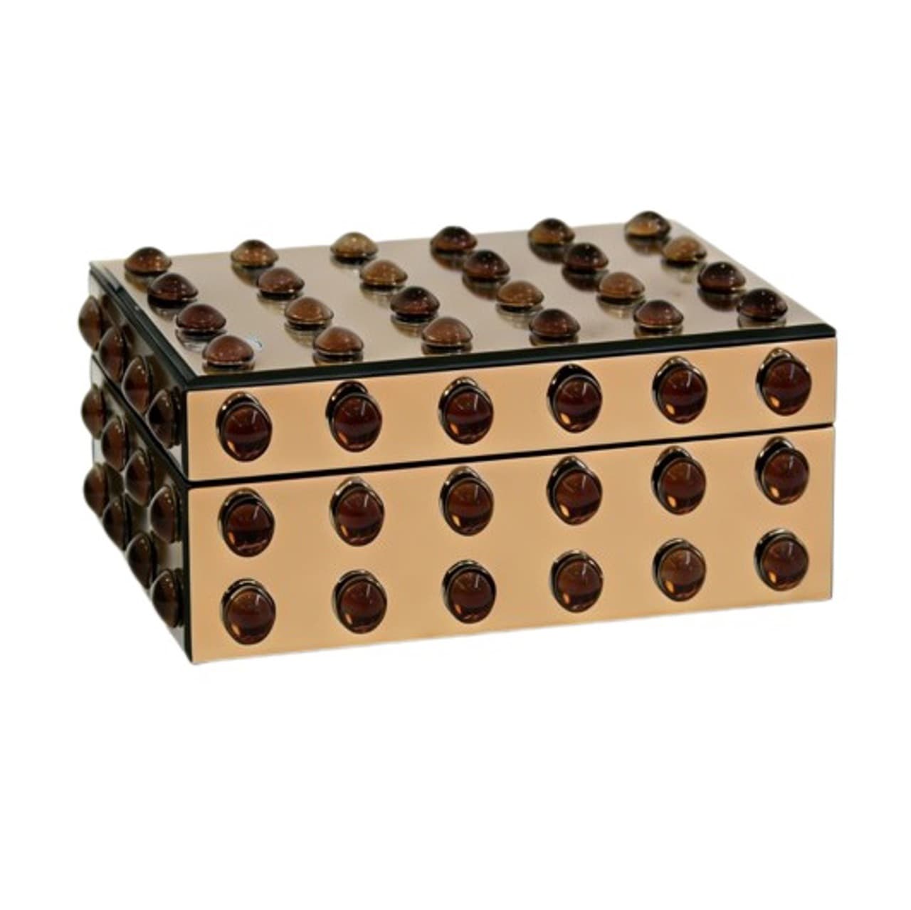 Opbergdoos Layla brown met spiegelglas en bruine studs