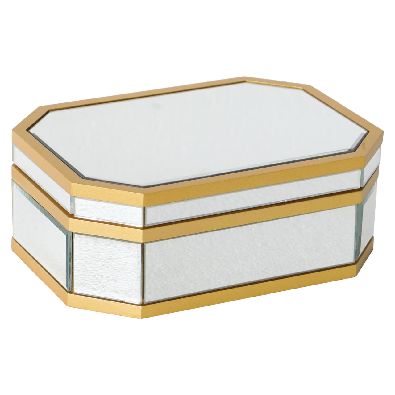 Opbergdoos Penny silver MDF met spiegel 26x10 cm