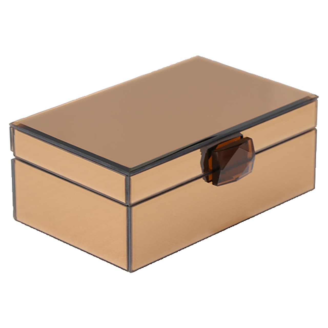 Opbergdoos Lins brown gespiegeld glas met kristallen sluiting