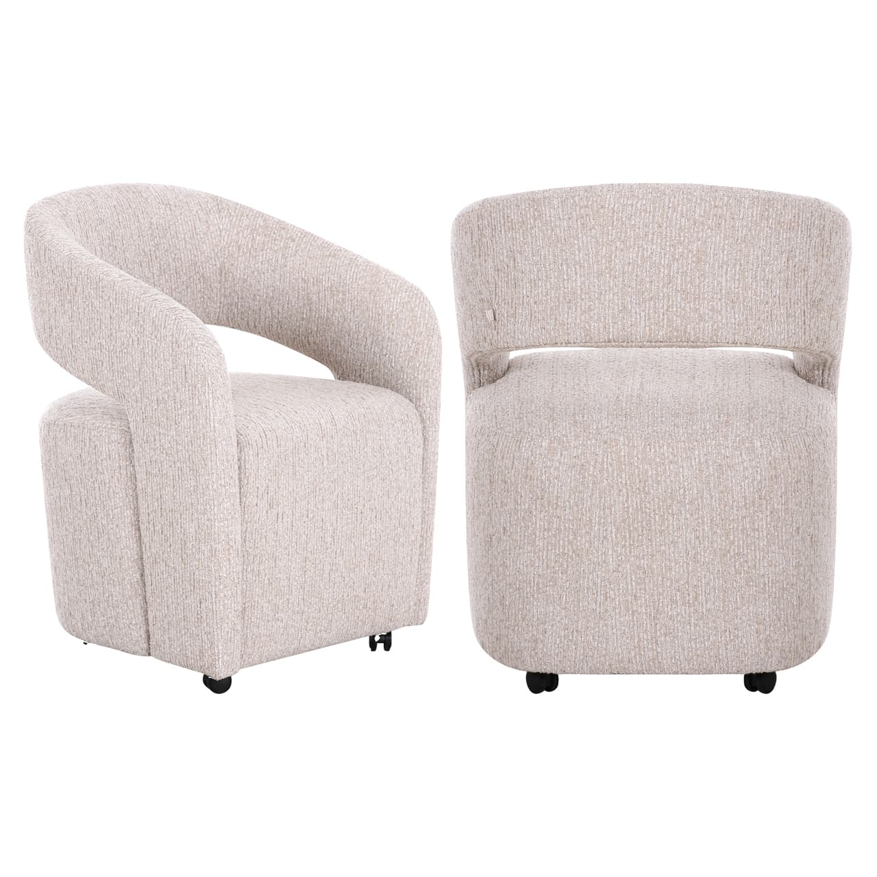 Eetkamerstoel Vixen natural linear met wieltjes 49x65x63 cm