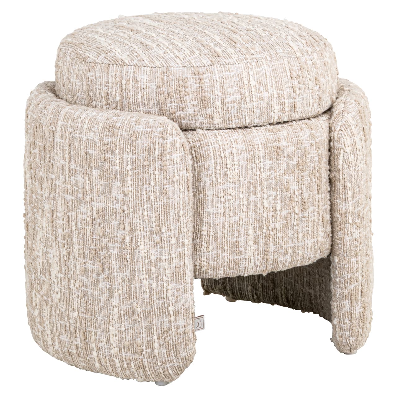 Poef met opbergruimte beige angora 43x51x47 cm