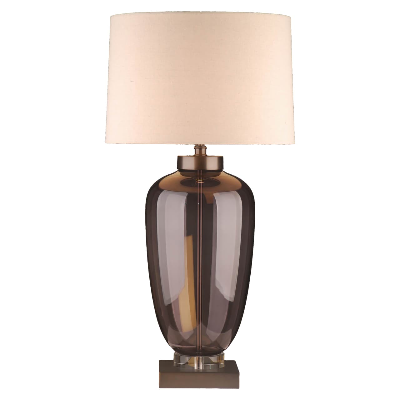 Tafellamp Monsoe smoke glas met linnen kap 78 cm