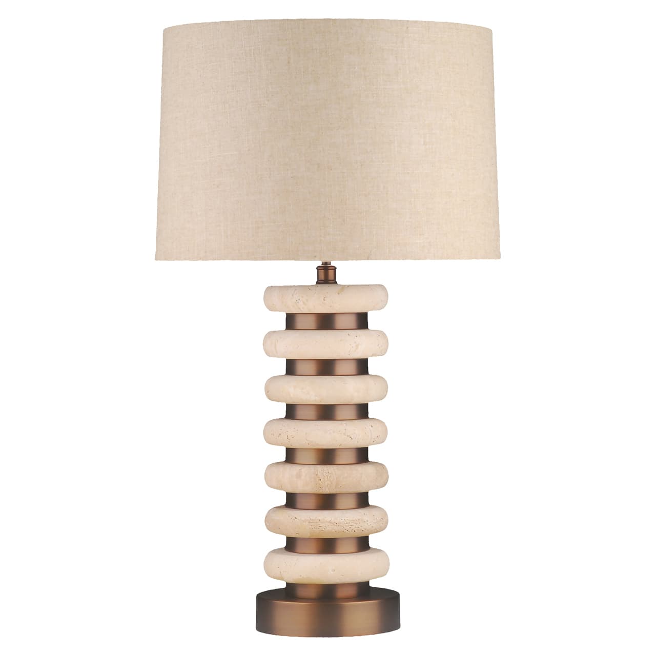 Tafellamp Blair natural travertine en ijzer 68 cm