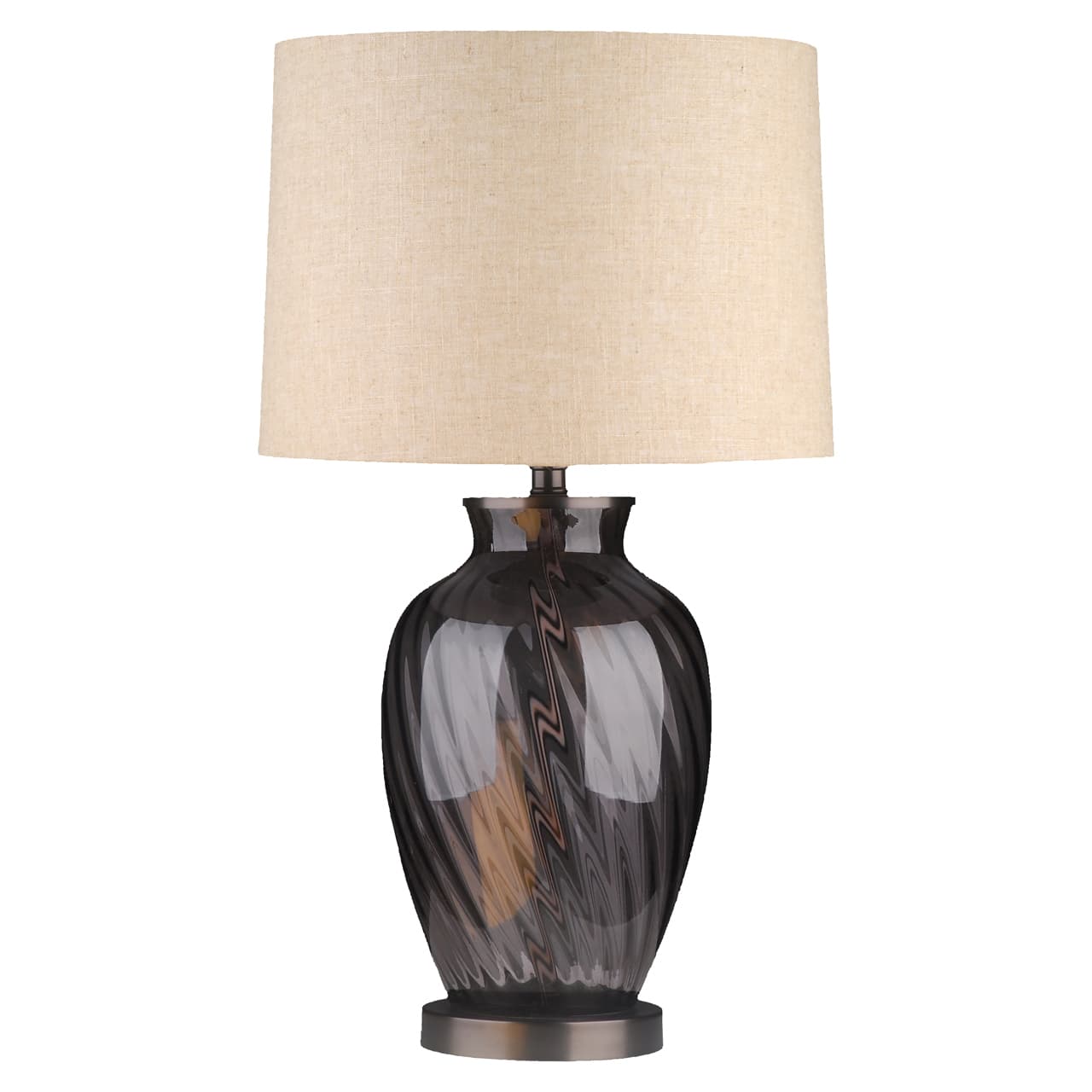 Tafellamp Rowan smoke glazen voet met linnen kap 65 cm