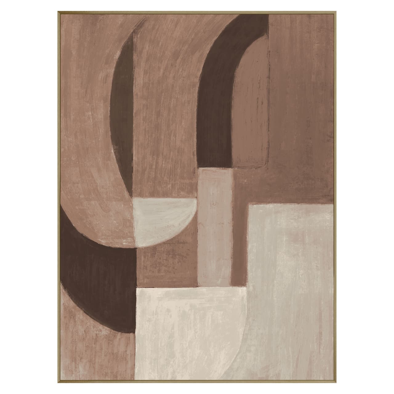 Wanddecoratie Tatu right brown abstract canvas 90x120 cm