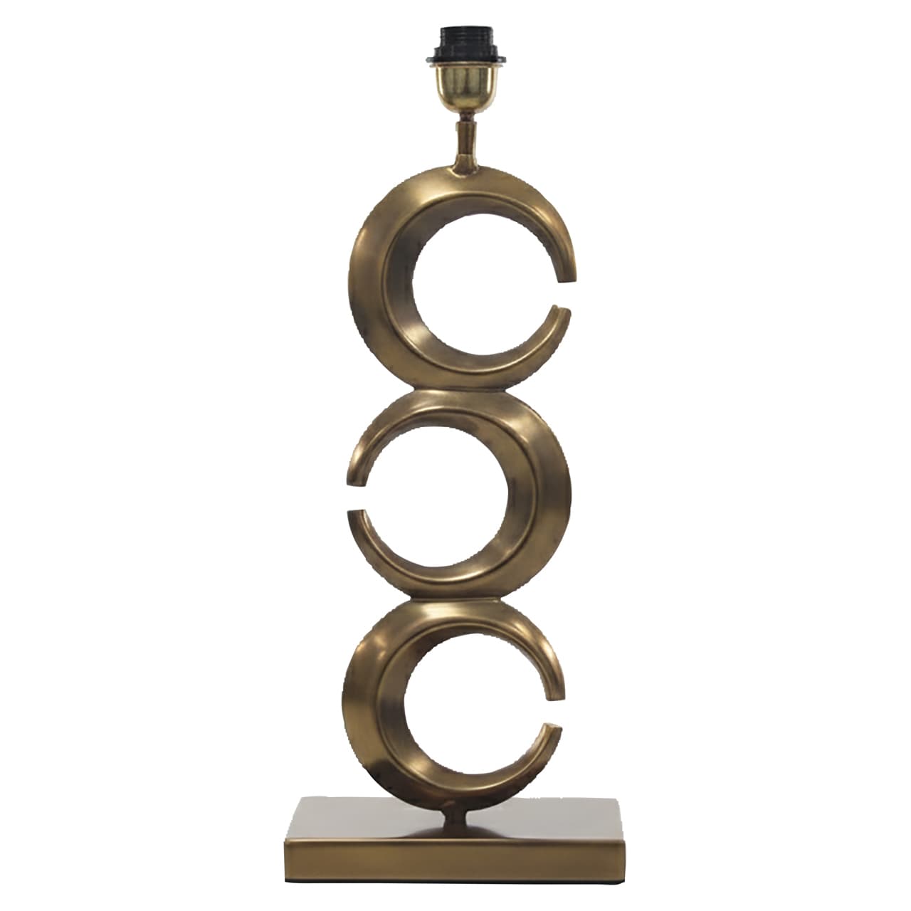 Tafellamp Amina brass antique met 3 ringen, 65 cm
