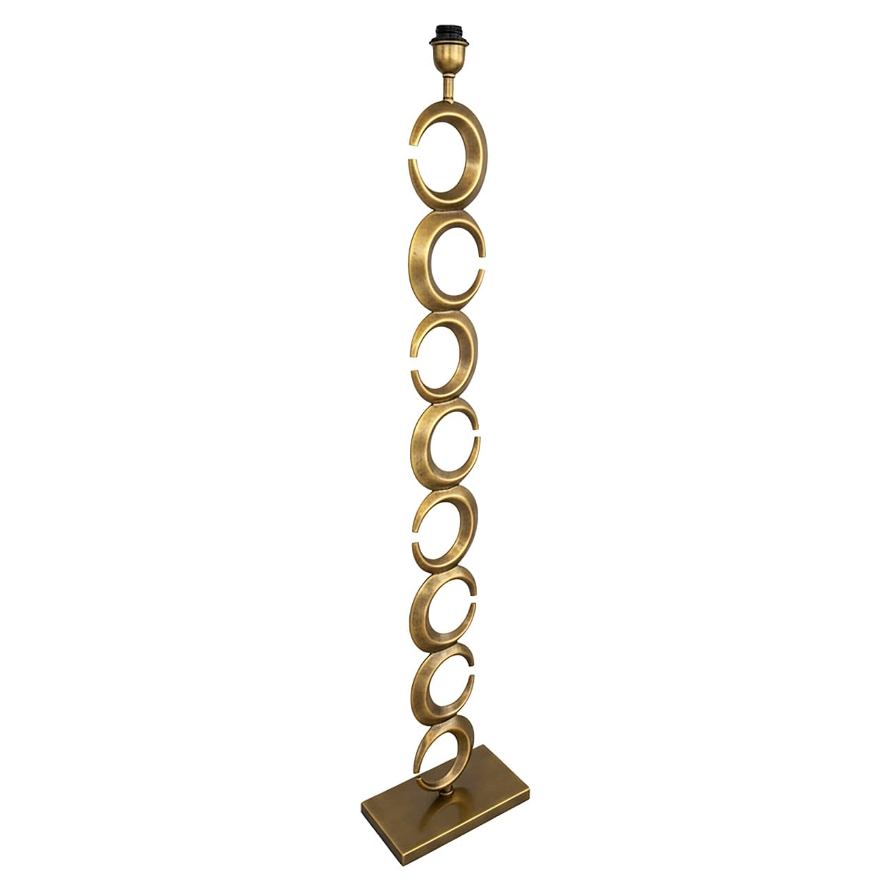 Vloerlamp Amina brass antique RVS met ringmotief 145 cm