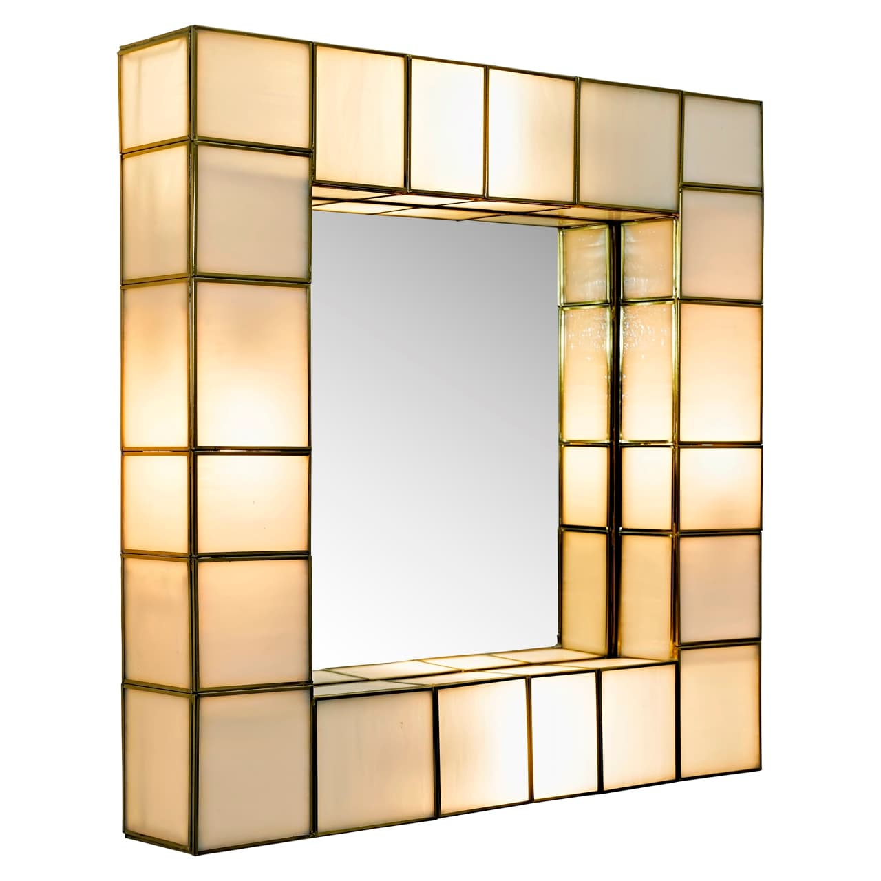 Wandspiegel Luma brass antique met glazen tegelpanelen 62 cm