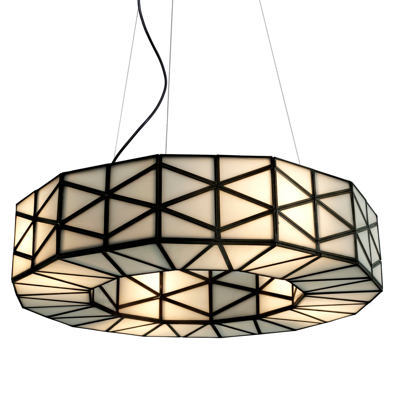 Hanglamp Solaria copper geometrisch glas en messing 62,5 cm