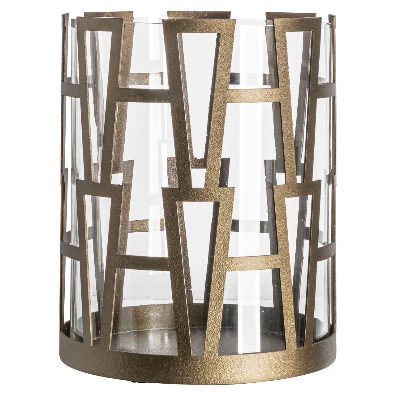 Windlicht Shandy brass antique ijzer en glas 21x26,5 cm