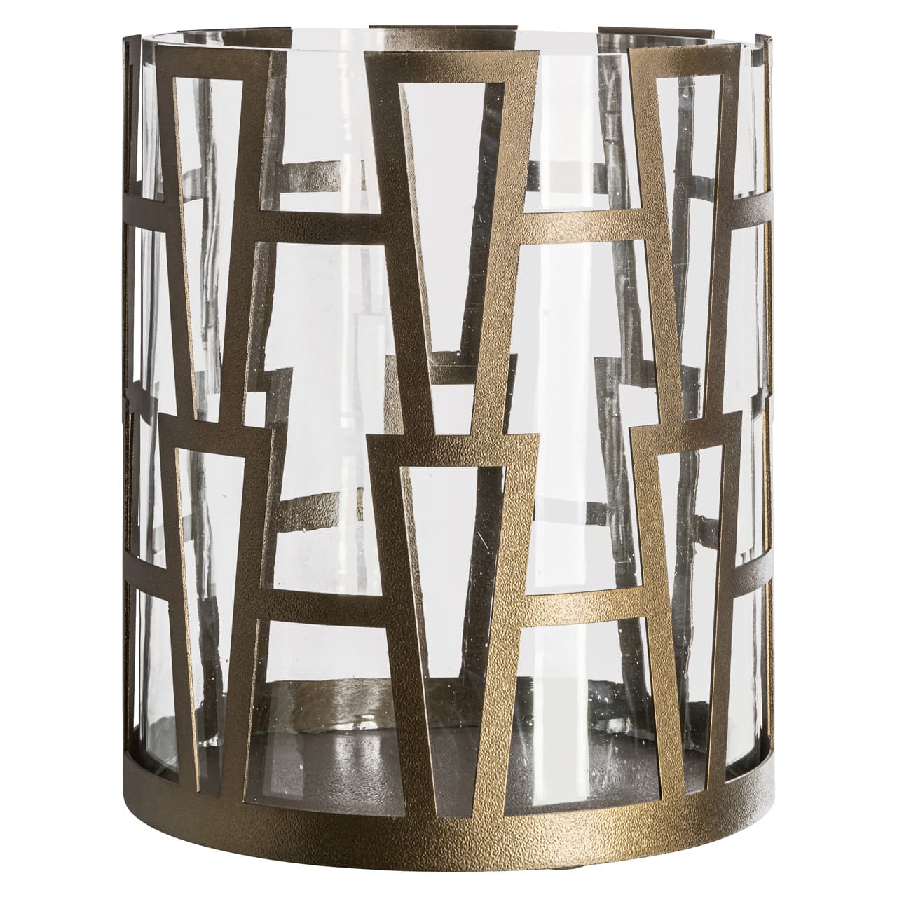 Windlicht Shandy brass antique ijzer en glas 31 cm