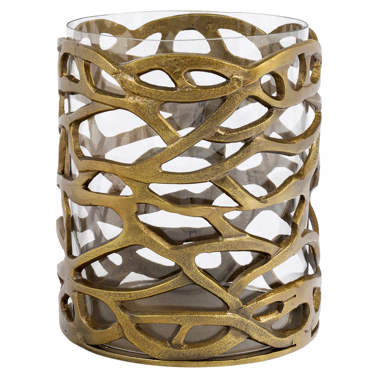 Windlicht Mase brass antique aluminium en glas 27 cm