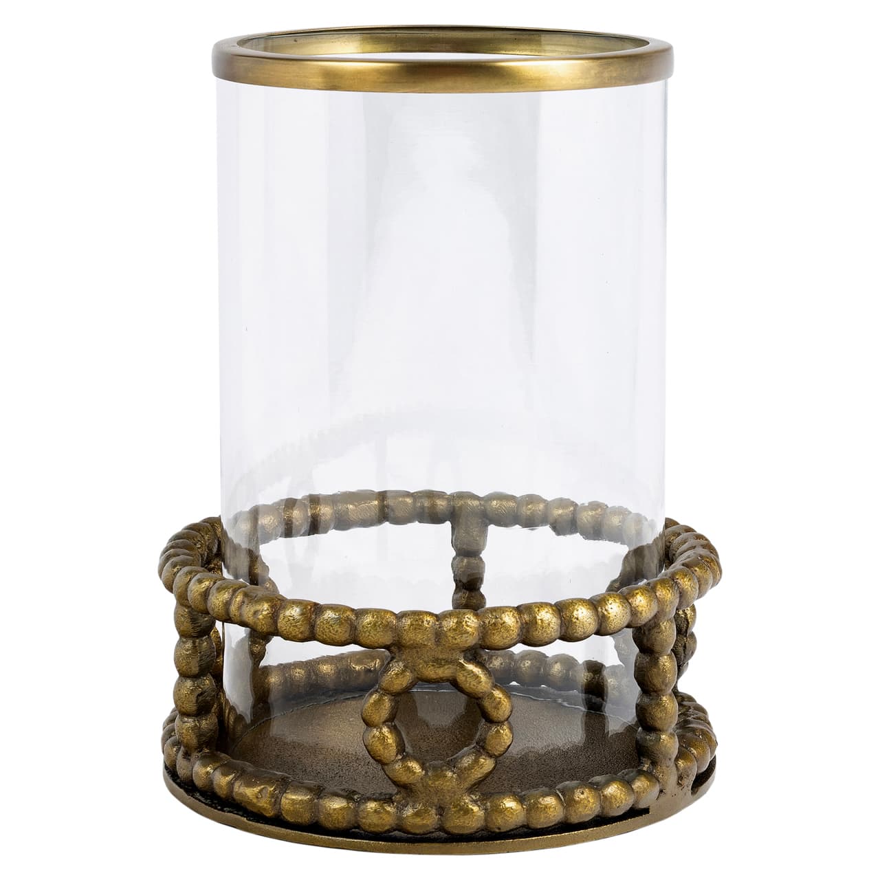 Windlicht Mile brass antique glas en aluminium 26 cm