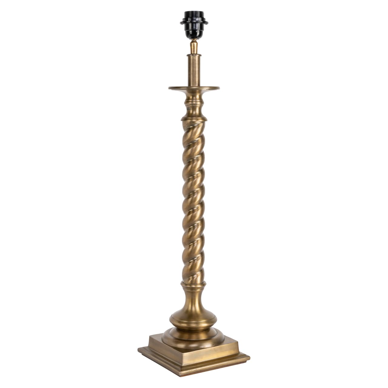 Tafellamp Slone brass antique aluminium met gedraaide kolom 61 cm