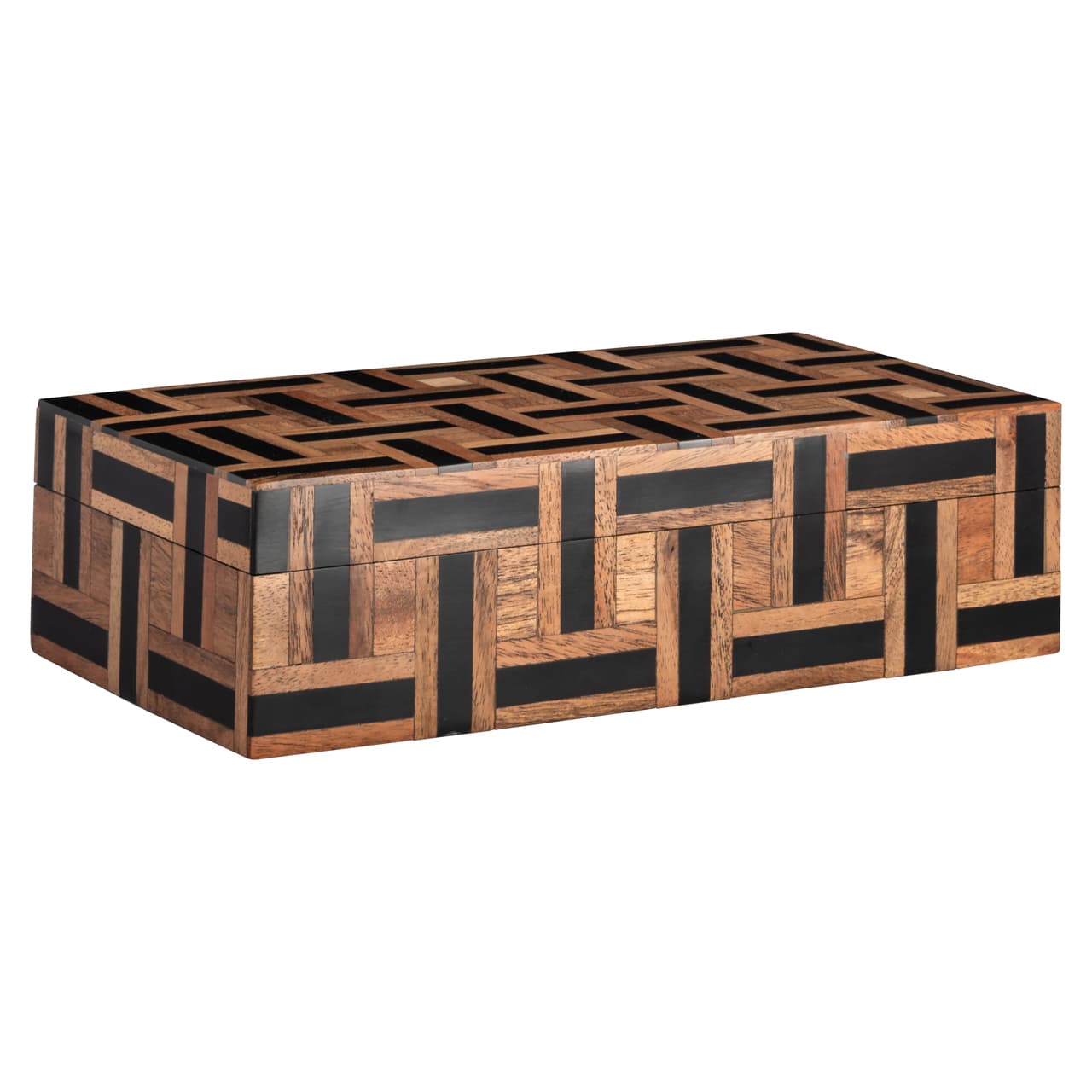 Opbergdoos Floor brown met geometrisch patroon 22x6 cm