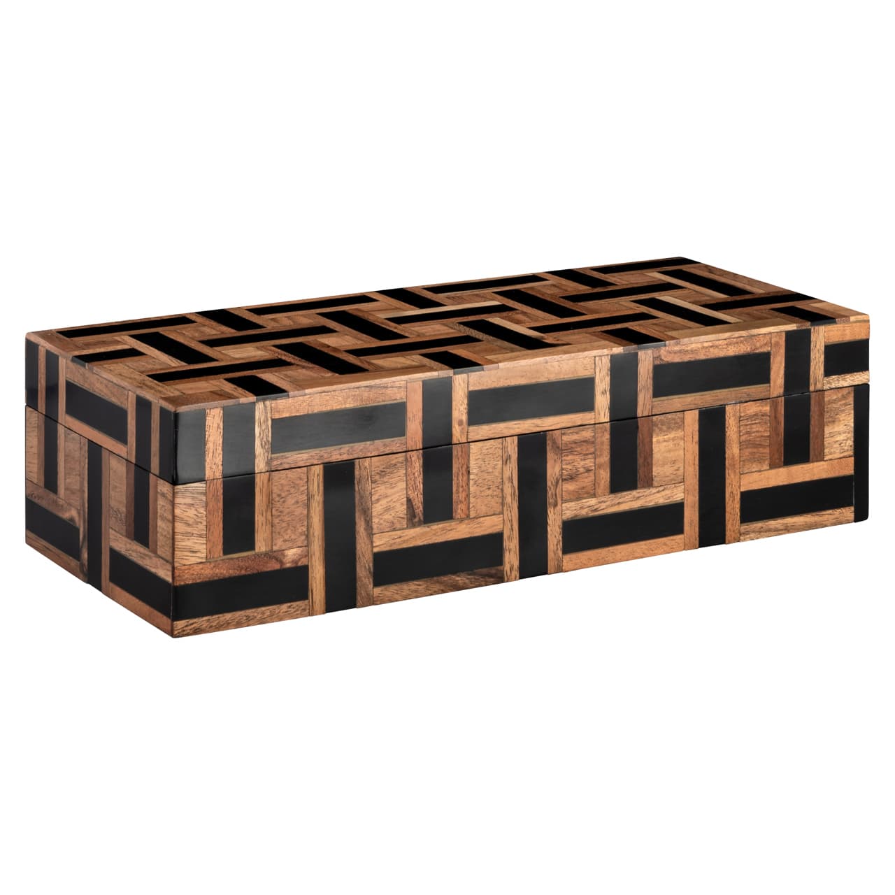 Opbergdoos Floor brown met geometrisch patroon, 29 cm