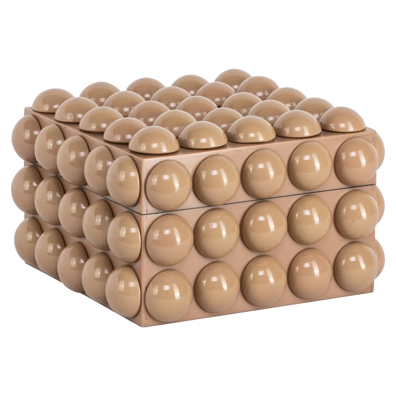 Opbergdoos beige met bobbel reliëf 17x17x8 cm – resin en mdf