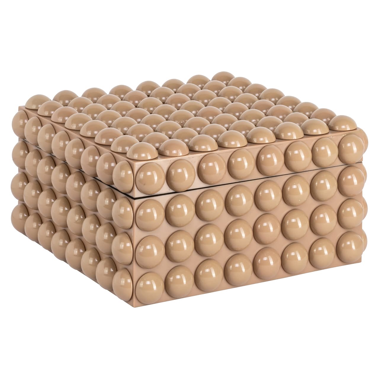 Opbergdoos beige met bobbel reliëf 22x22x11 cm - resin en MDF