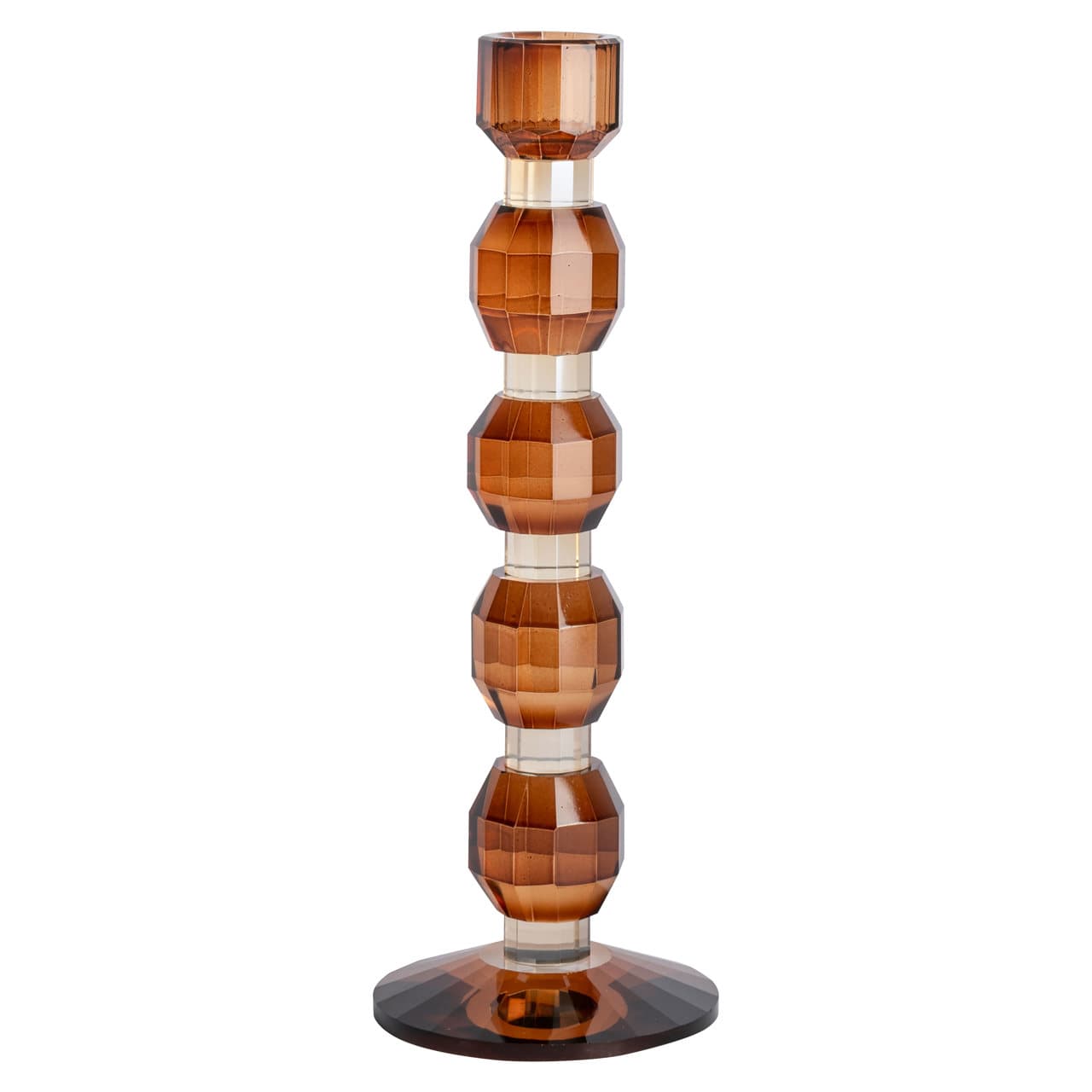 Kandelaar Lowan brown small - glazen kandelaar 25 cm