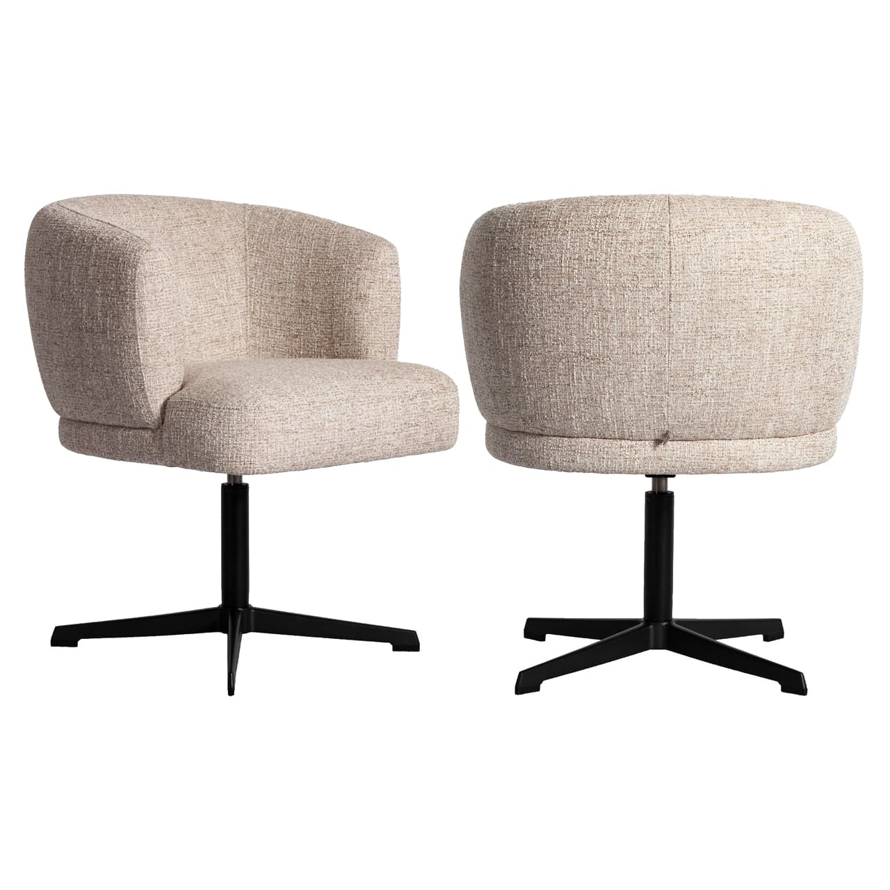 Eetkamerstoel Dinan cream tweed met draaifunctie 80 cm