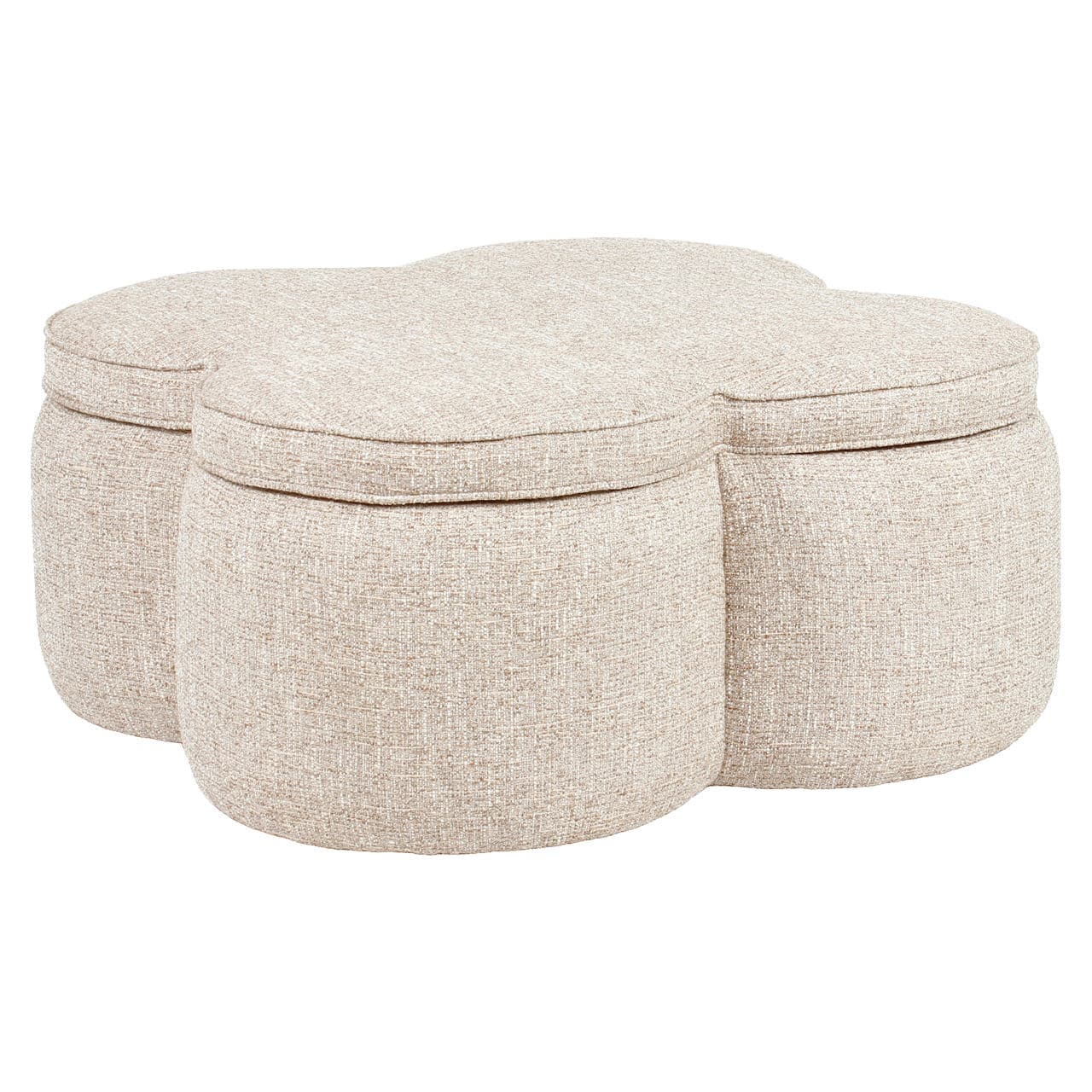 Poef Corbeau sand tweed met opbergruimte 92x92x43 cm