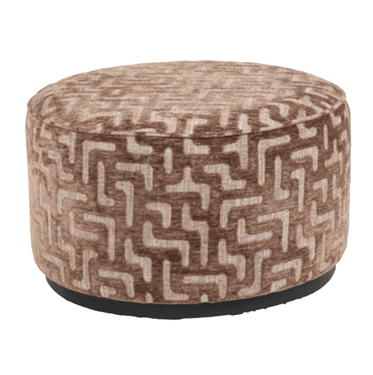 Poef Lexie brown labyrinth rond 70×42 cm
