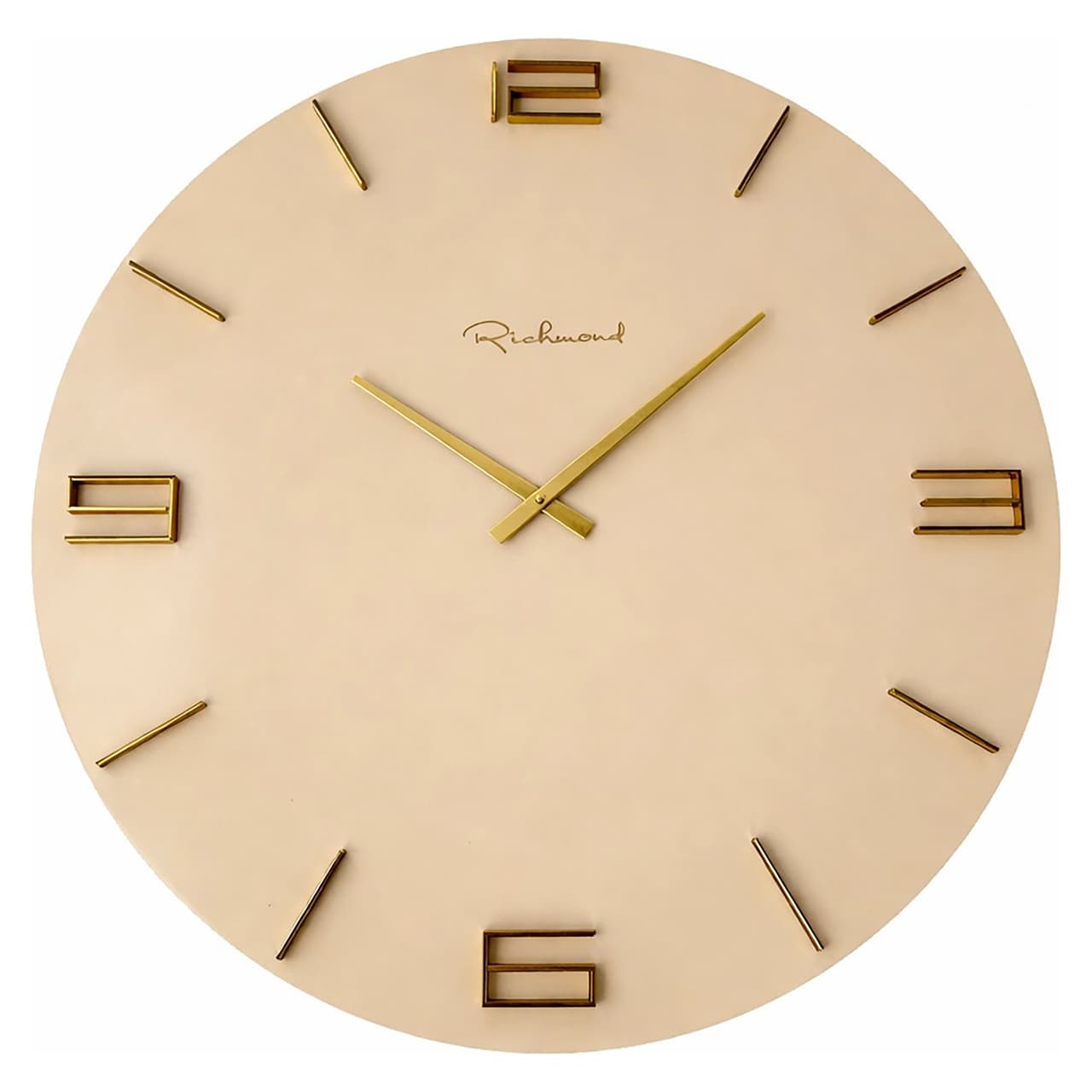 Wandklok Byram tapioca met gouden cijfers 60 cm