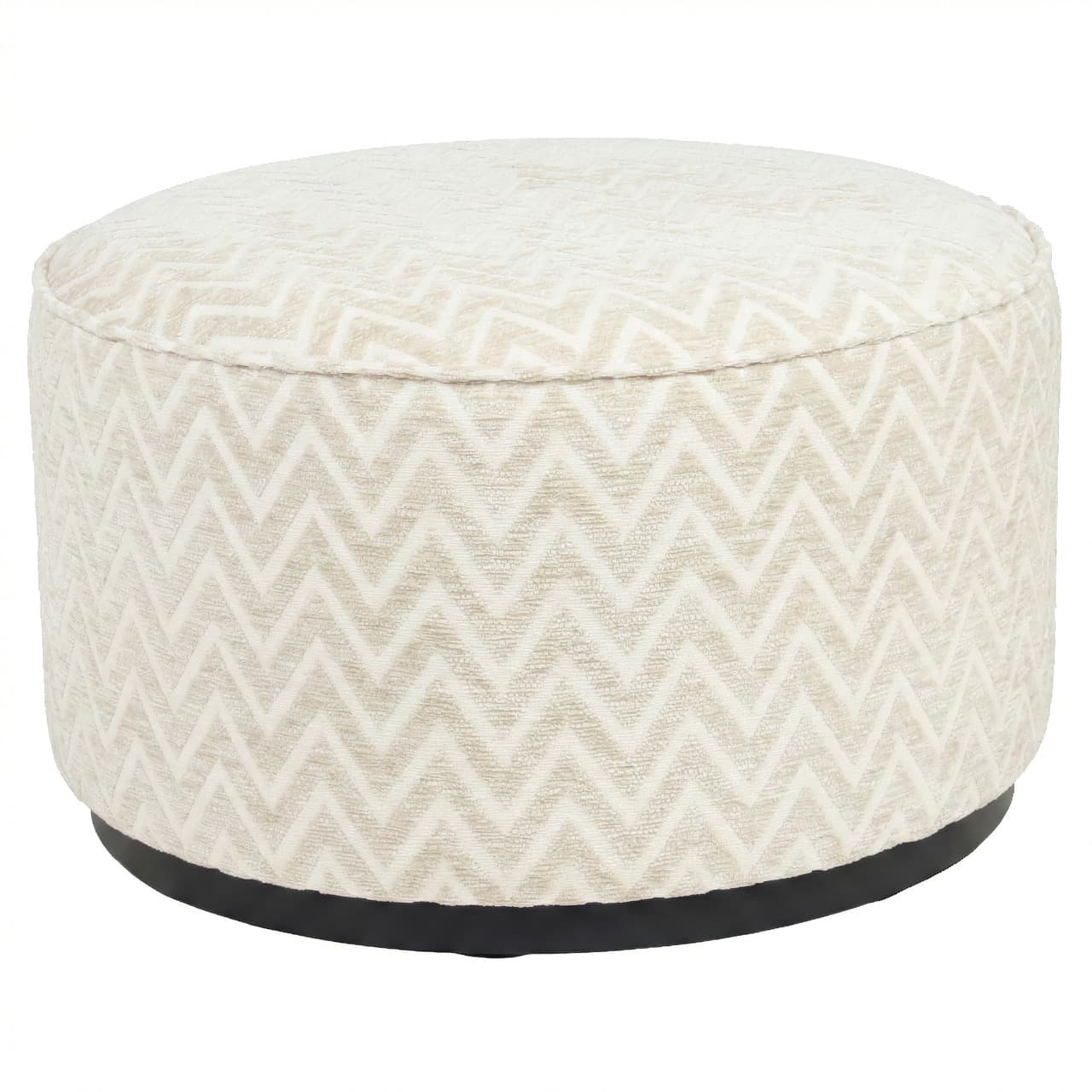 Poef Lexie beige chevron rond 70 cm diameter