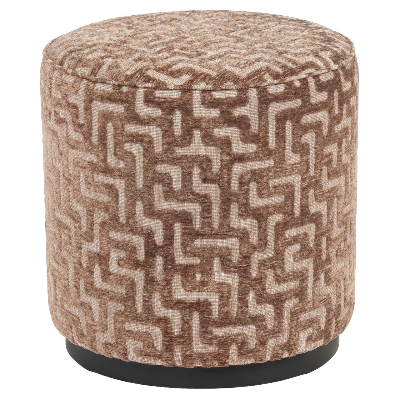 Poef Lexie brown labyrinth rond 45x47 cm