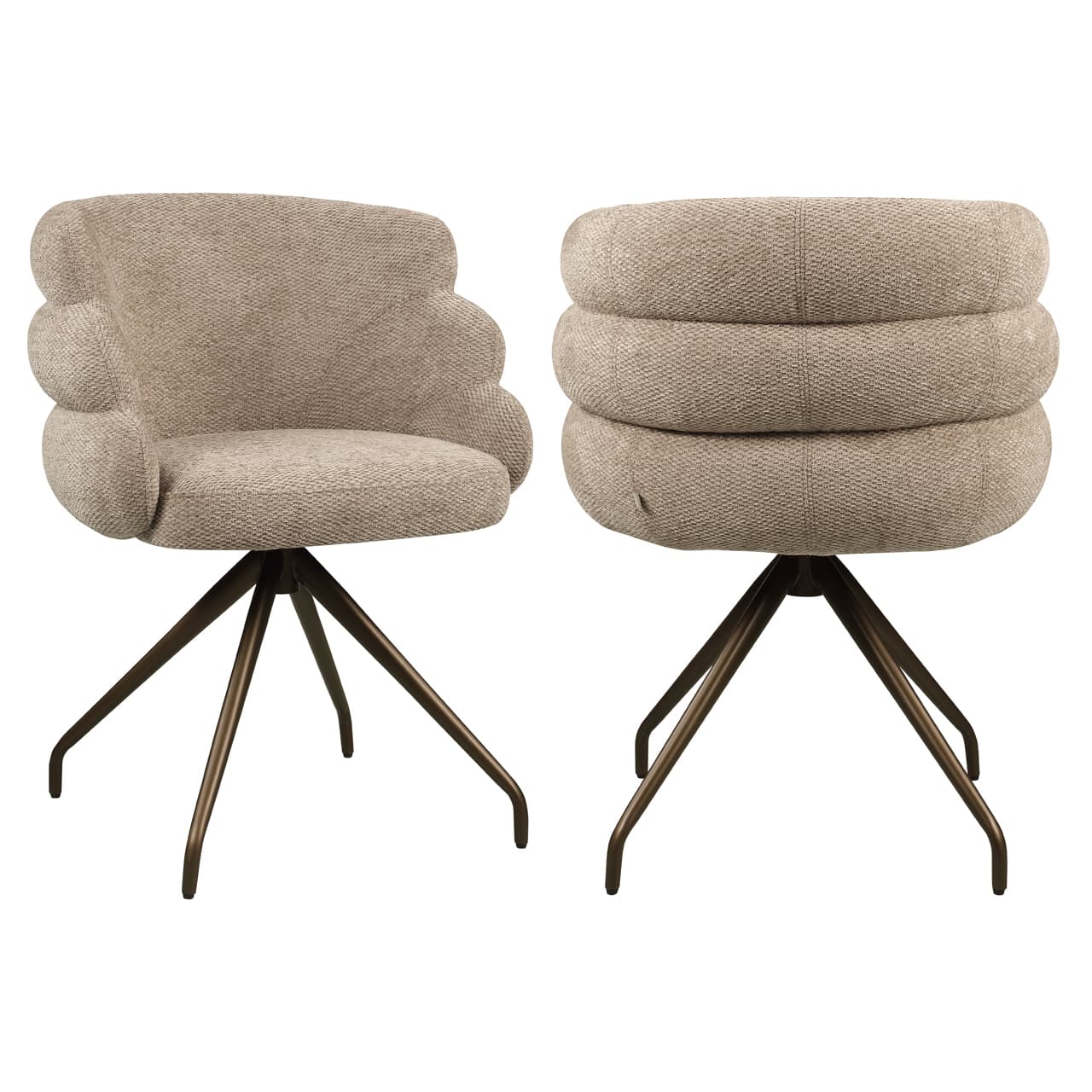 Eetkamerstoel Kayla mocca boldweave met draaifunctie 80,5 cm