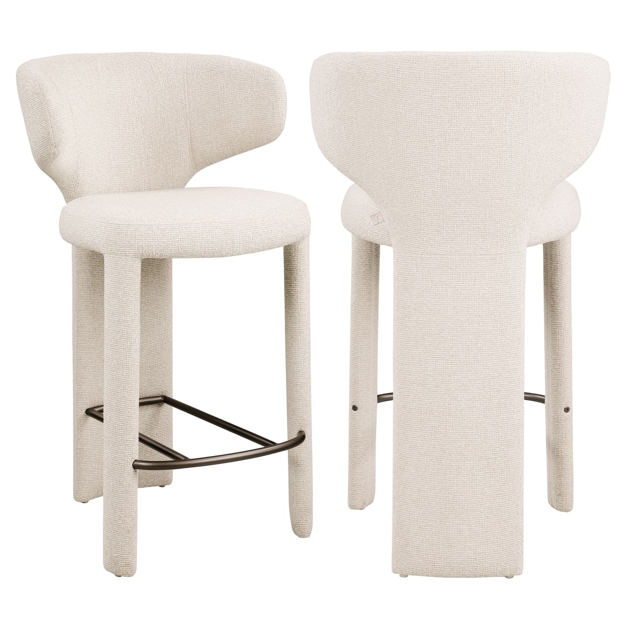 Counterstoel Viola biscotti bouclé stof 46x55x95 cm
