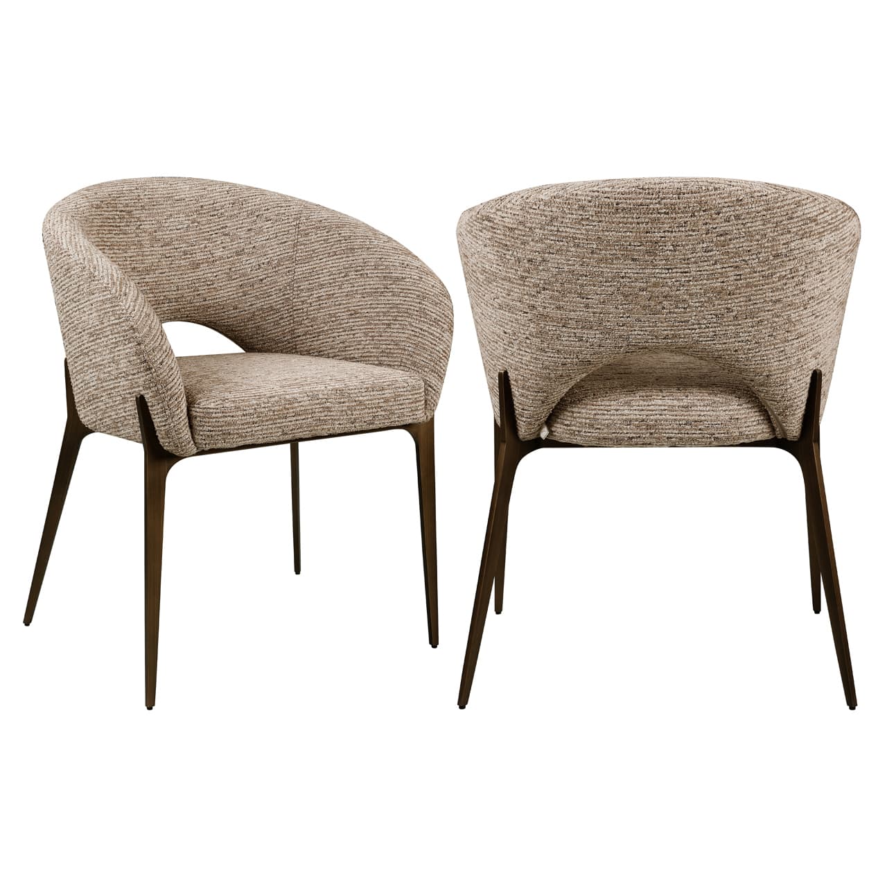 Eetkamerstoel Kenzi mocca linear, bekleed met brandvertragend polyester