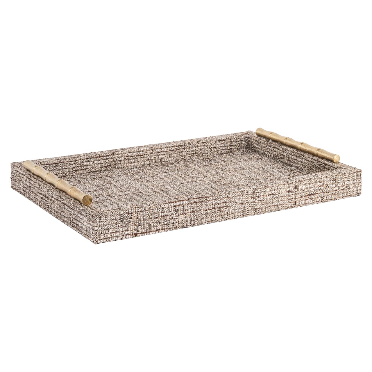 Dienblad Chantel beige met gouden bamboe handgrepen 38 cm