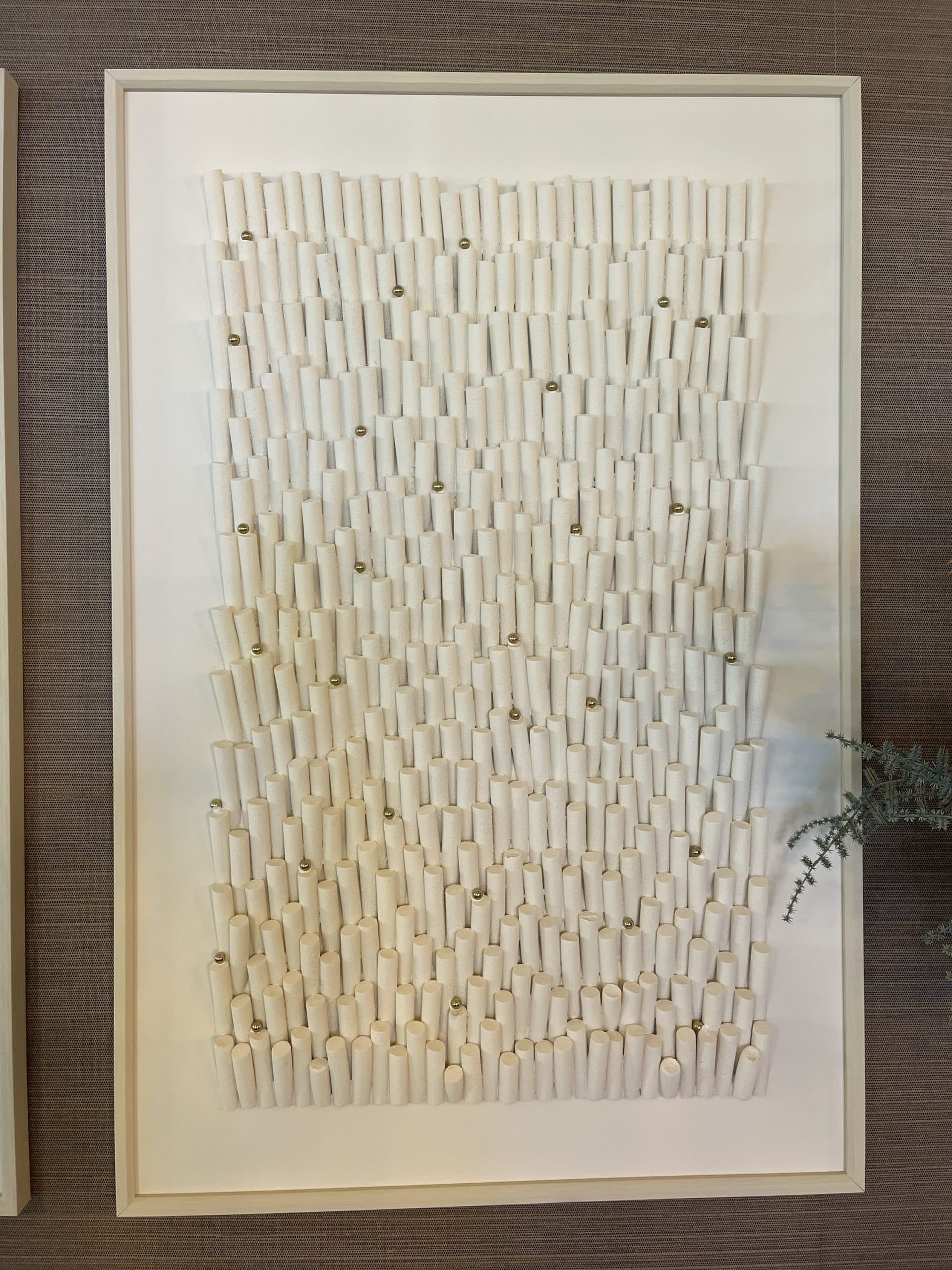 3D wandpaneel wit ivory relief met gouden details 80x120 cm