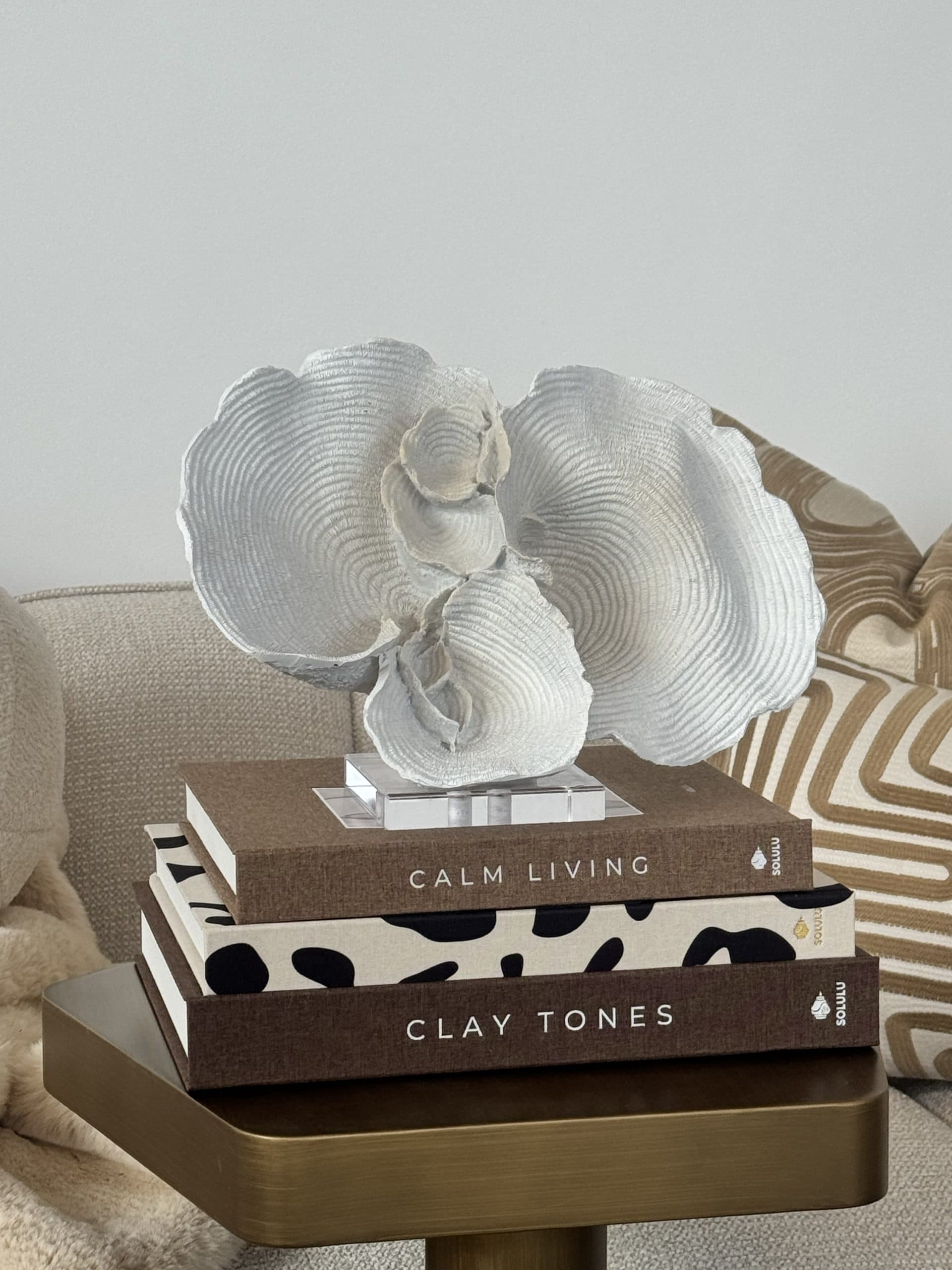 Linnen boekendozen set van 3 met koraalbeeldje Clay Leopard Calm