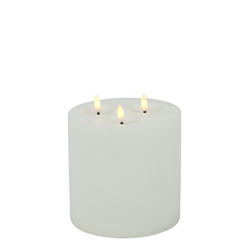 Luxe ledkaars met 3 vlammen wit 15 cm doorsnede