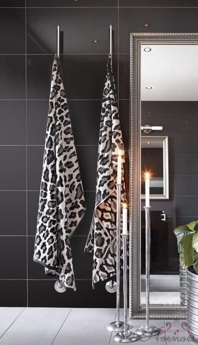 Badlaken leopard print zwart-grijs 70x140 cm katoen