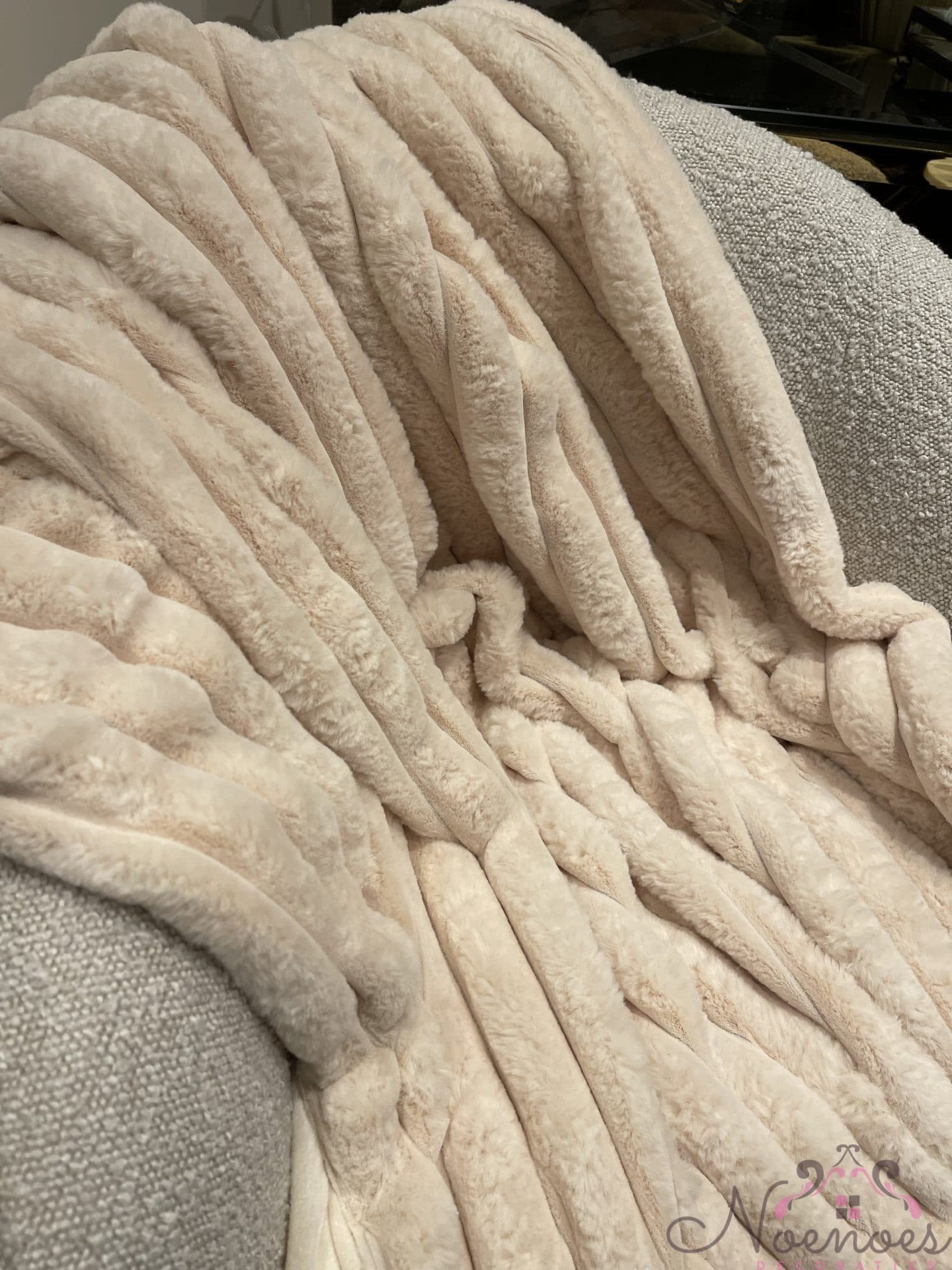 Plaid ribstructuur crème 130x180 cm - zachte fleece deken