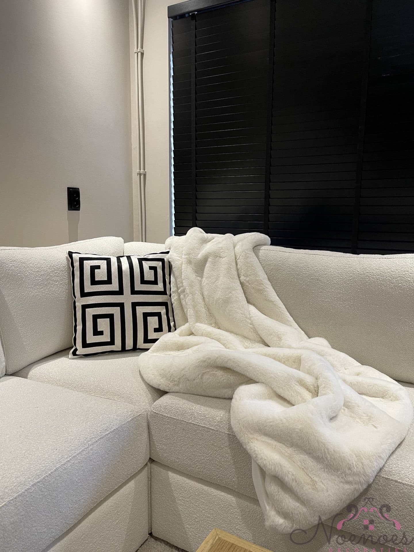 Plaid off-white zachte fleece deken 140x180 cm