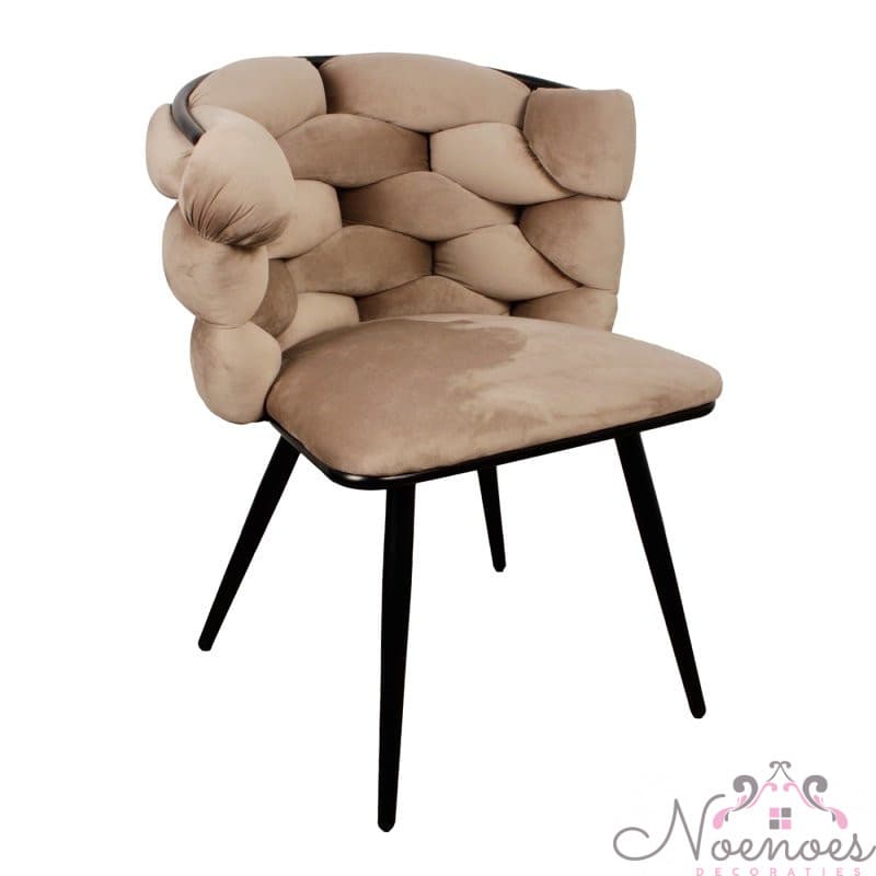 Rock chair velvet sand - eetkamerstoel met vlechtrug 60x60x77 cm