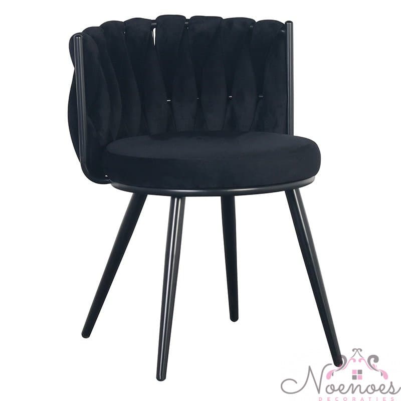 Moon chair zwart velvet set van 2 eetkamerstoelen