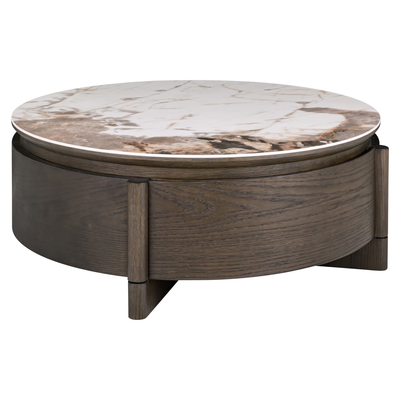 Salontafel Langford bruin 90 cm rond met lade
